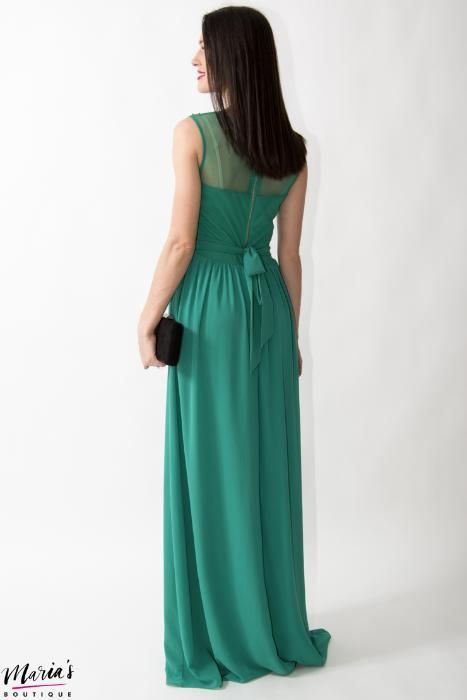Rochie de ocazie verde smarald accesorizată cu paiete - mărimea M