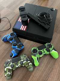 Ps4 500gb cu 24 jocuri, camera PS4, 3 controller,volan cu pedal