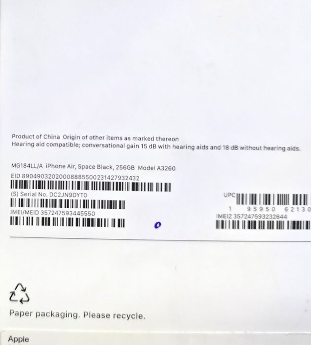 Iphone Air 17 256g, ochilmagan