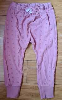 Pantaloni fata ZARA lungi roz cu buline din puf bumbac 3/4 ani noi