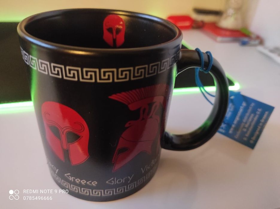 cana suvenir GRECIA cana spartan gladiator neagru+rosu COFFEE MUG