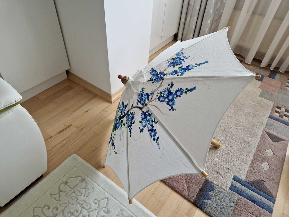 Umbrela decorativa/creativa, din lemn, canvas, traditionala din Asia,