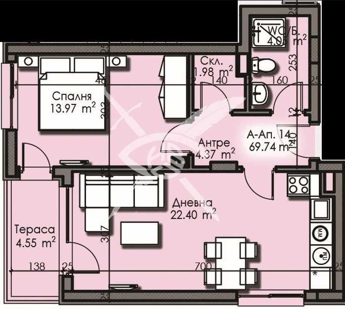 Продава се Двустаен апартамент в Бургас, Изгрев - 69 кв.м за 1264 €/кв.м - Снимка #1