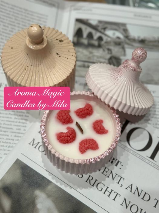 Свечи Aroma magic с декором в гипсовом подсвечнике