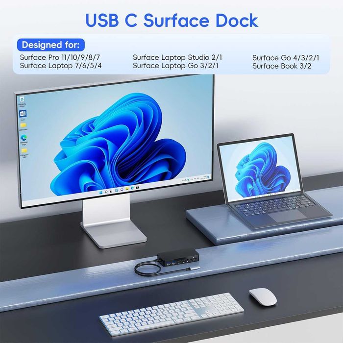 USB-C Докинг Станция 12-в-1 (за Surface, MacBook, Windows, Linux)