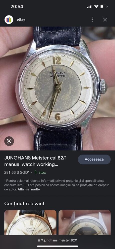 Ceas vechi, Junghans Meister cal.82/1. Mecanic. Colectie, rar.