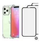 Husa Bumper Crystal + Folie Sticla HDR Iphone 14/15/16e/PRO/MAX/PLUS