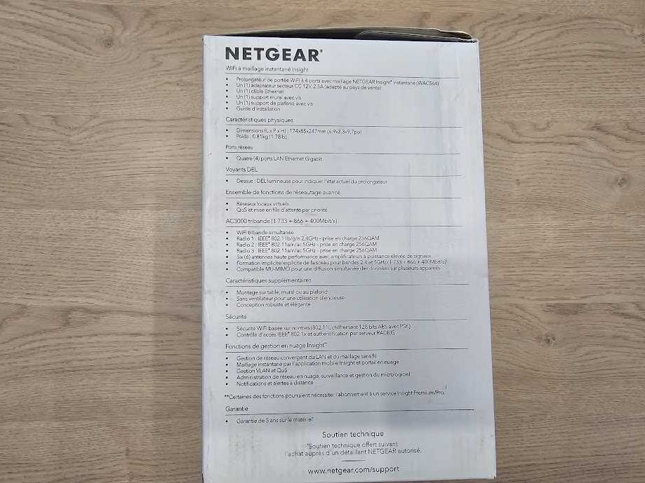 Рутер Netgear WAC564, 3000 Mbps, 2.4GHz / 5GHz, 6x вътрешни антени