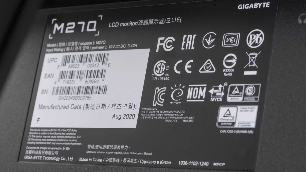 ekrani singan monitor 27 tali gigabyte 170hz
