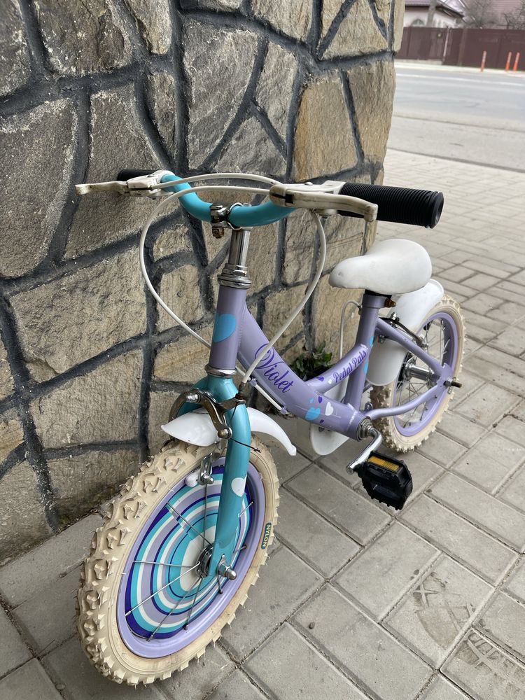 Bicicleta copii oedal pals violet roti roti 14”