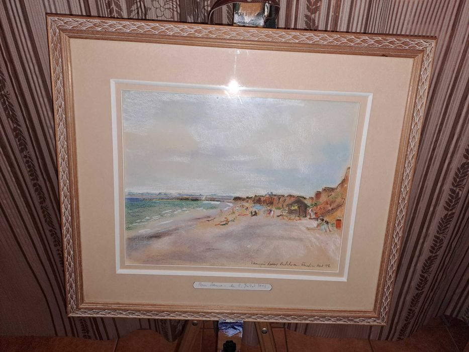 tablou creioane colorate 61/53 cm semnat Francoise Leroy datat 1993