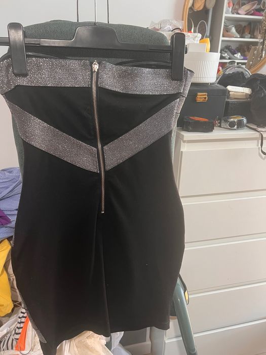 Rochie bandage S negru cu argintiu