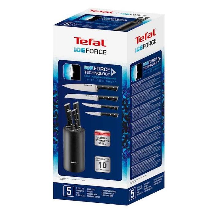 Set de 4 cutite cu suport Tefal Ice Force, inox