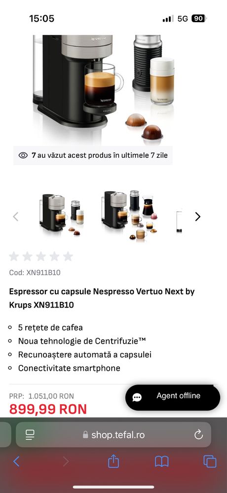 Aparat de cafea nespresso vertuo next