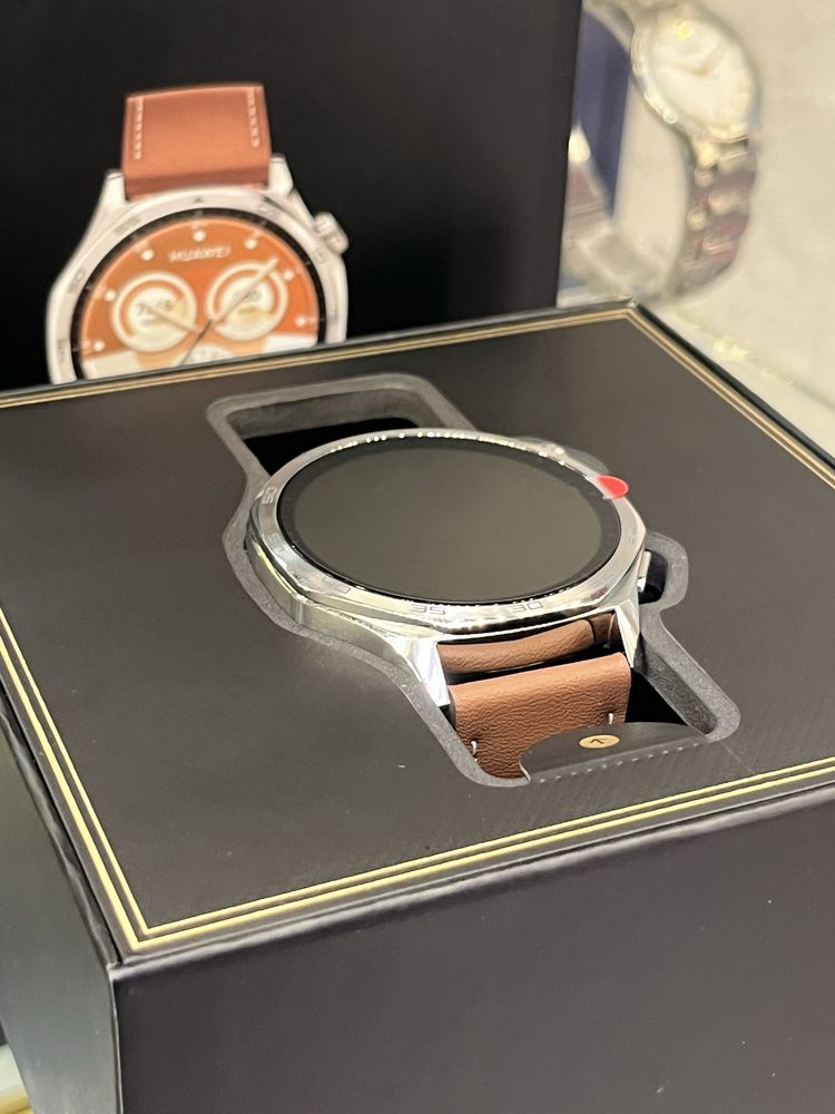 Смарт часовник Huawei - Watch GT5, 1.43'', 46 mm, Silver/Brown Leather