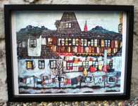 Reproducere lucrare Egon Schiele_“Case cu rufe la uscat”