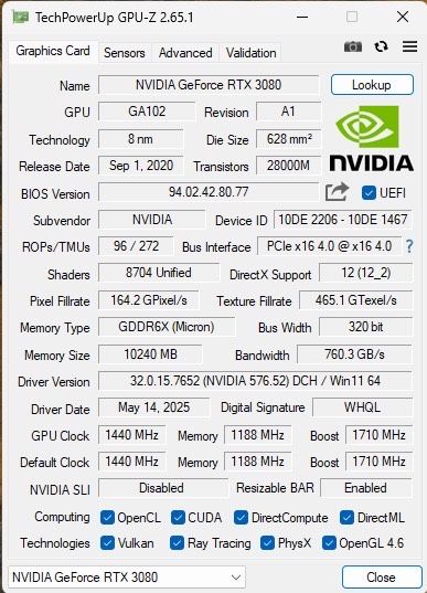 Placa video Nvidia RTX 3080 FE - Founders Edition