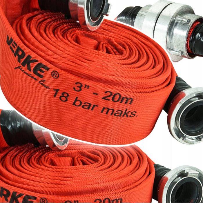 Furtun apa irigatii, tip pompier 3"20 metri, 18 bari, cu cuple, Verke