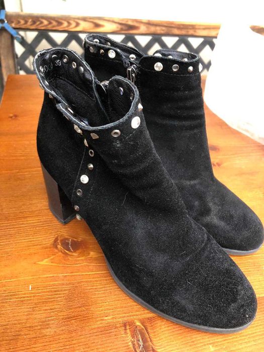 дамски боти 38  номер, естествена кожа - велур