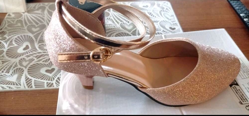 Sandale elegante de dans, sau ocazii, roz auriu,  40, noi