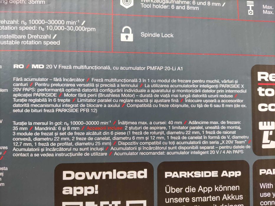 PARKSIDE Perf. PMFAP 20-Li A1, Freza multifunctionala (router) + acces
