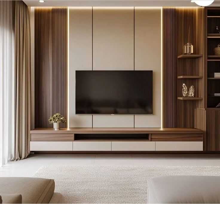 Тв зона декор | Tv zona dekor mebel, obshivka mdf, parta shkaf kamod