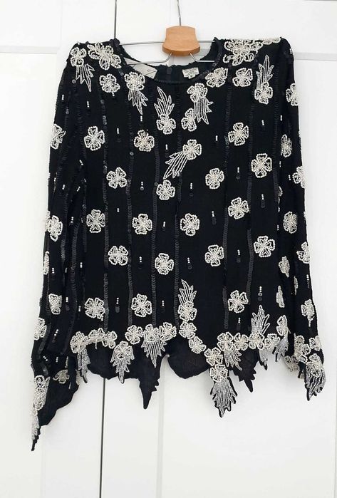 Bluza vintage paiete si matase