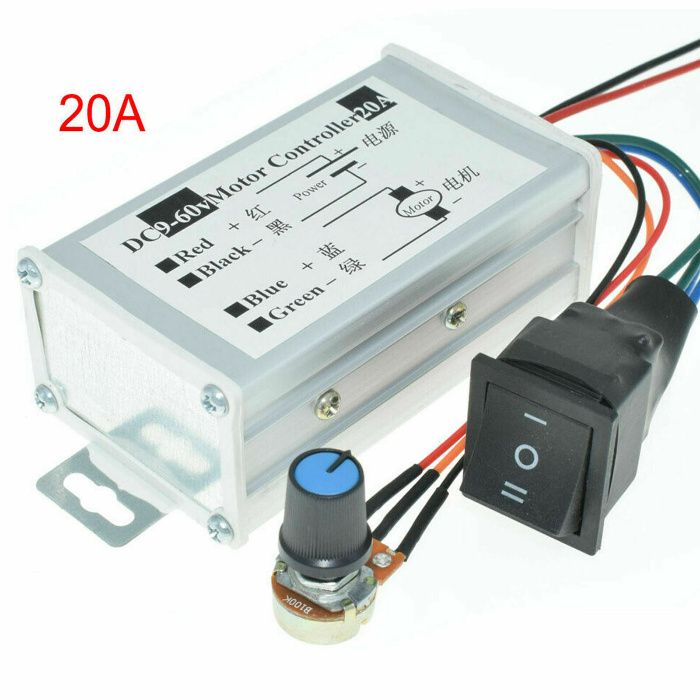 Regulator de turatie motor cc PWM 20A 9-60V -Schimbare sens. Nou!