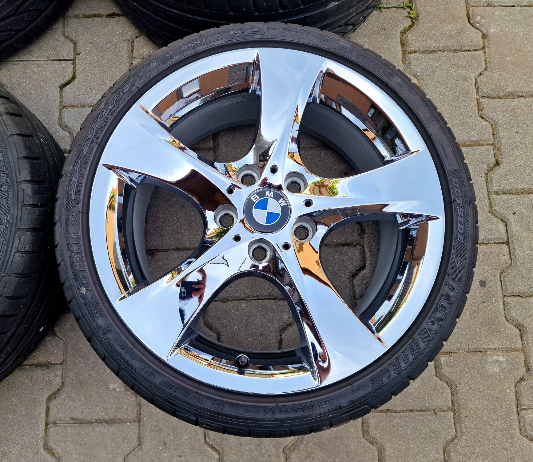 Jante BMW CHROM originale BMW NOI pe 18 cu anvelope vara NOI roti jent