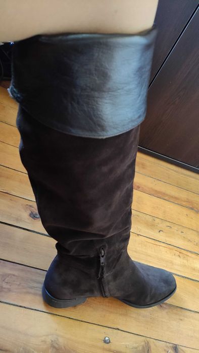 Vero cuoio италиански високи ботуши естествен велур и кожа н.39 и 1/2