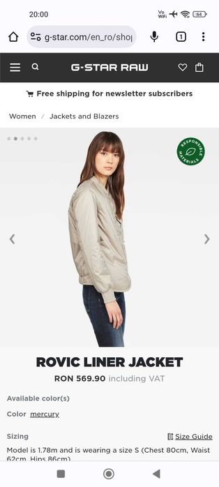 G-STAR jacheta femei, marime XS