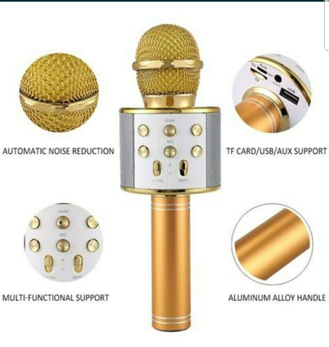 Microfon Wireless Karaoke Bluetooth WS 858 difuzor USB Micro SD