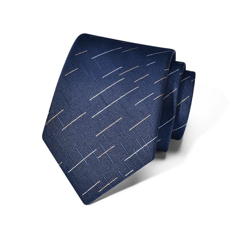 Cravată albastră cu model striat din mătase