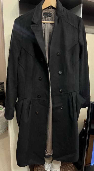 Черно палто Sisley/Limited edition/,вълна,размер 46