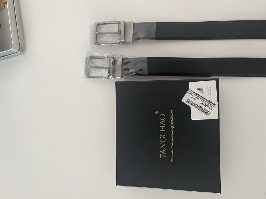 Set 2 curele barbatesti maro si neagra (rrversibile) + cutie - noi