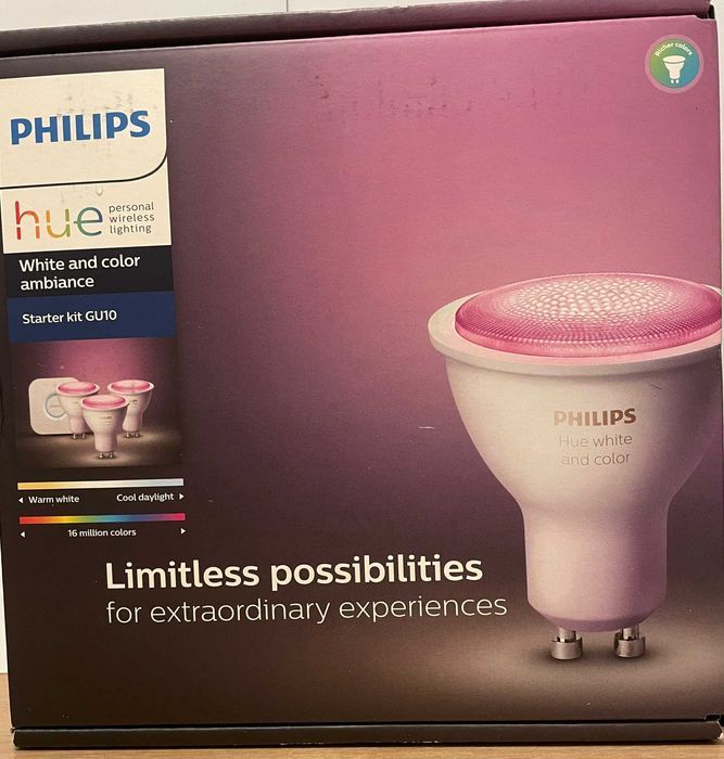 Philips Hue GU10 Starter Kit 3 becuri + Bridge Nou sigilat