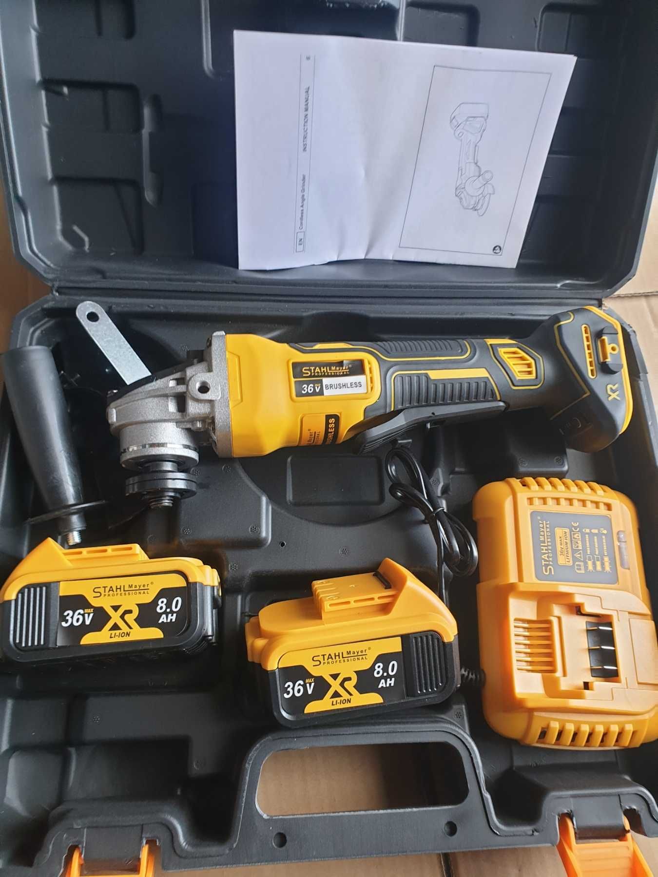 Ъглошлайф на батерии STAHLMAYER 36V 8,0AH x2 Батерии и зарядно