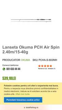 Lanseta Okuma PCH 2,4m 15-40grame garantie