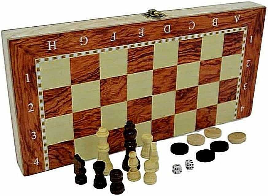 Дъска за шах и табла голяма 48х48см дървена шахматна Шахматю Игра