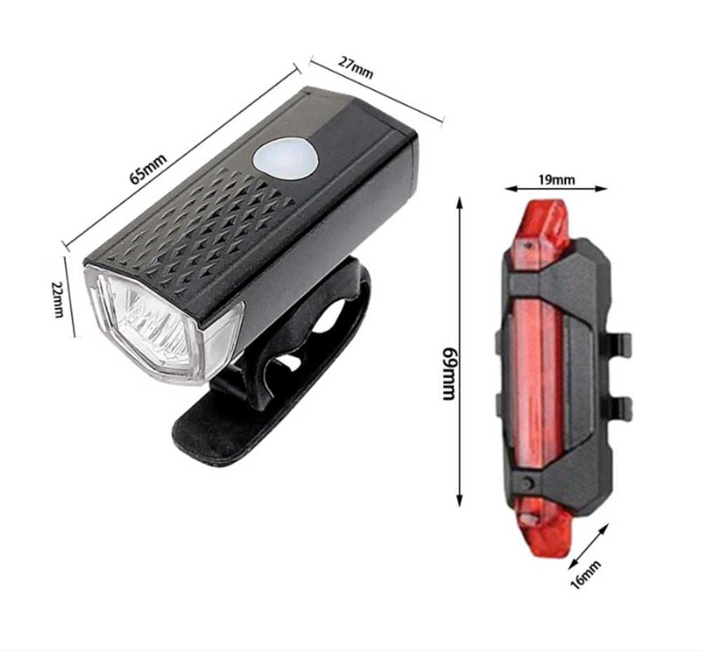 LED Комплект за велосипед, Фар и Стоп Светлина - 800mAh/USB порт.