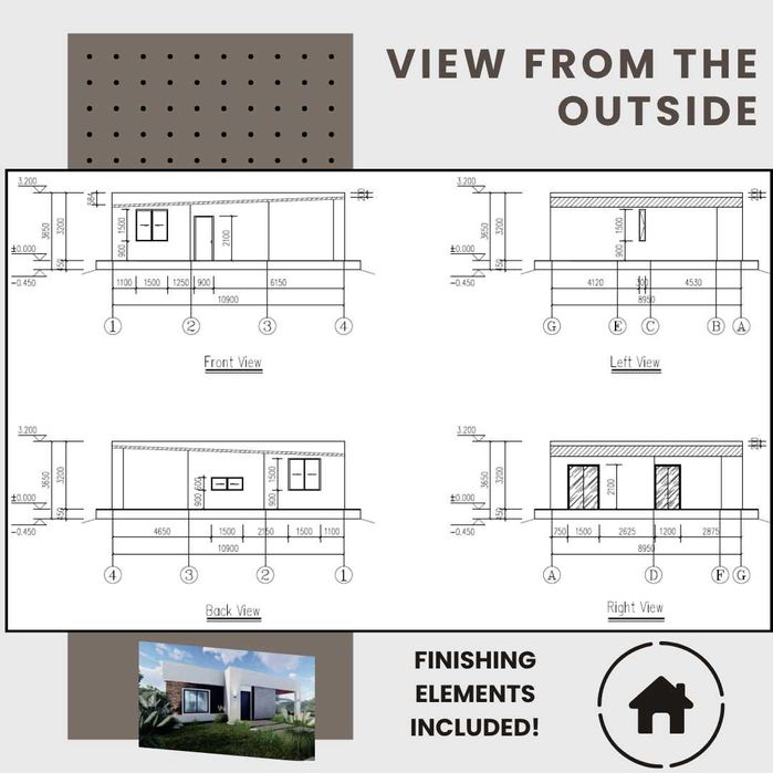 O casă modulară nouă, la cheie, cu structură din lemn 77m2 cu intrare.