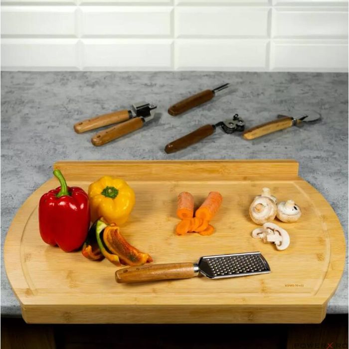 Tocator manual din bambus cu margini, dreptunghiular, 58x38x4 cm,