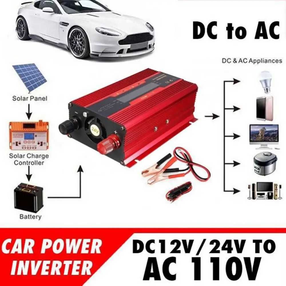 Инвертор на напрежение с дисплей от 24V на 220V с мощност от 2000W