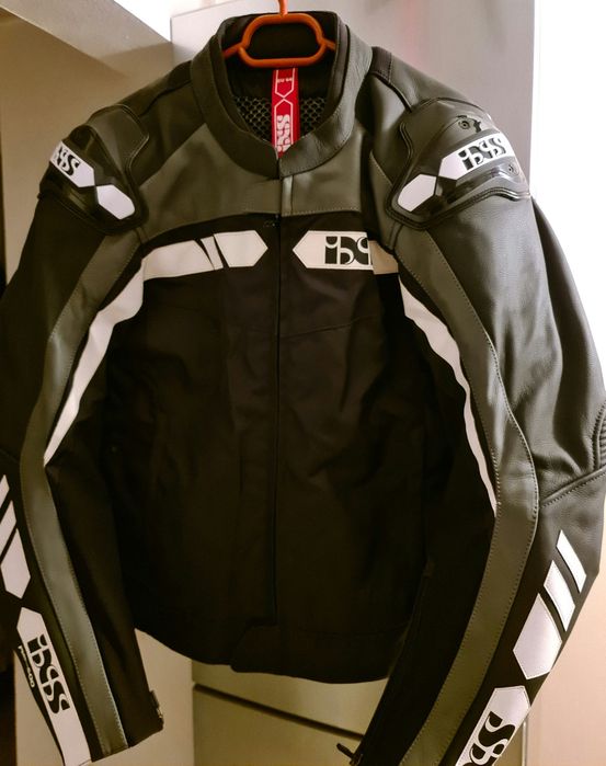 Geaca moto racing IXS piele textil 52/54_M_L. NOI. GECI MOTO NOI