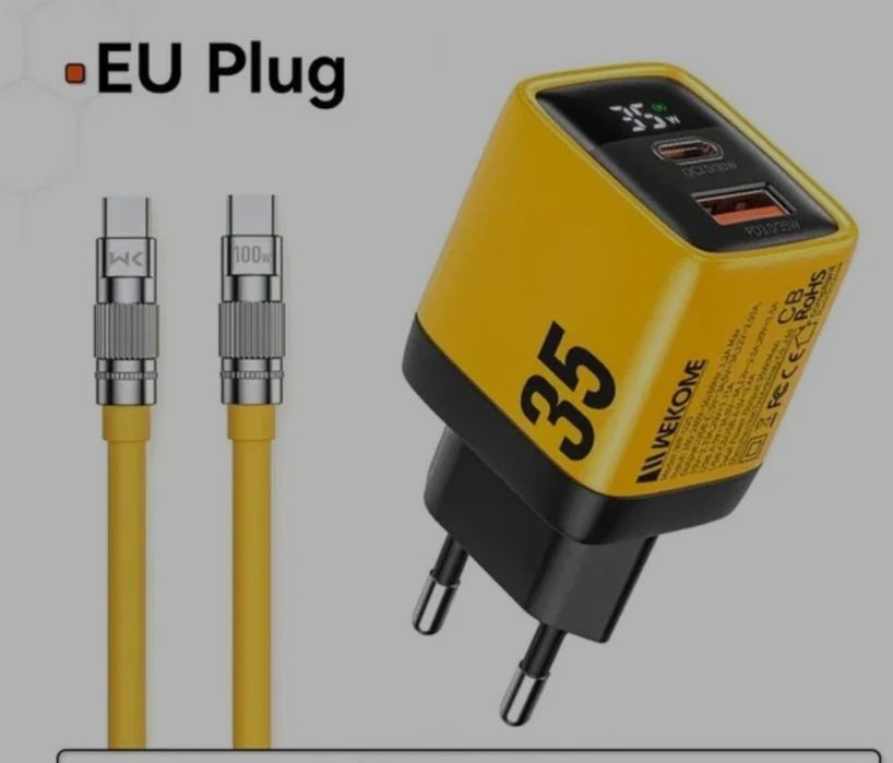 Încărcător 35W Gan super fast charge afisaj digital + cablu