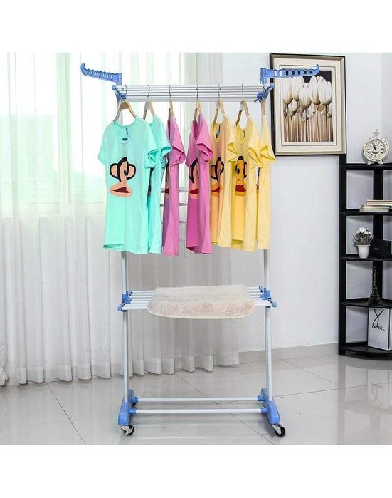 НОВ Вертикален голям сушилник за дрехи с ДЕБЕЛИ ПРЪЧКИ против гънки