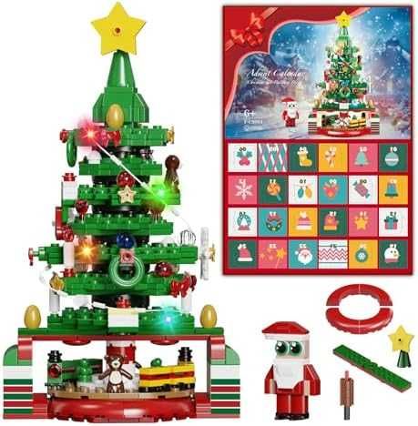 Нов Коледен адвент календар 434 части със светлинна елха и Дядо Коледа