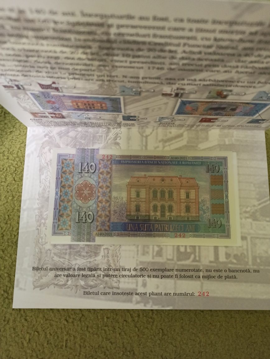bancnotă 140 ani aniversară
