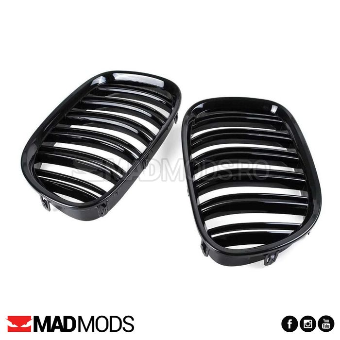 Set grile duble M BMW Seria 7 F01 F02 F03 F04 2008-2015, Negru Lucios