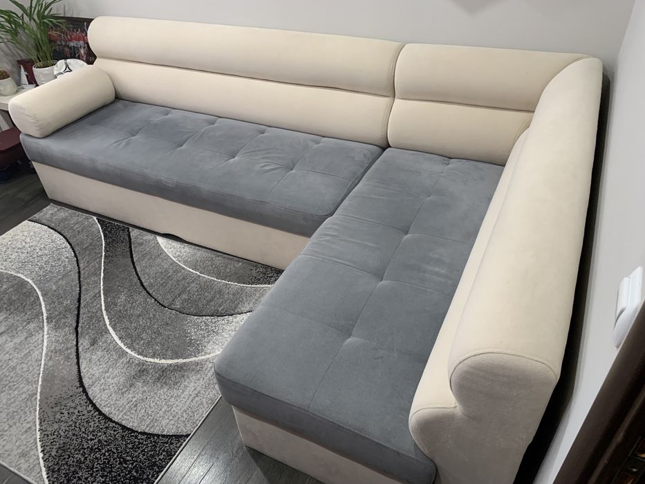 Ъглов Сив Диван С Опция Сън